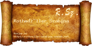 Rothmüller Szabina névjegykártya